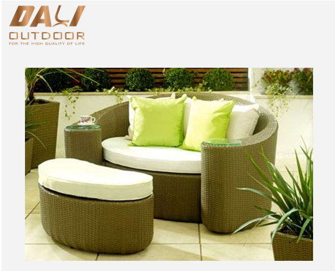 Hoge kwaliteit outdoor rotan rieten chaise lounge ronde zonnebank strand ligstoelen