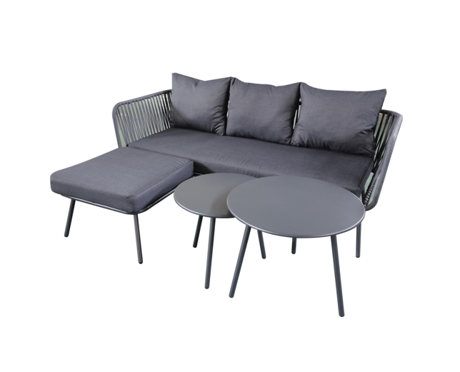 4-zits sectionele bankstel voor terras met ronde salontafel in 2 maten